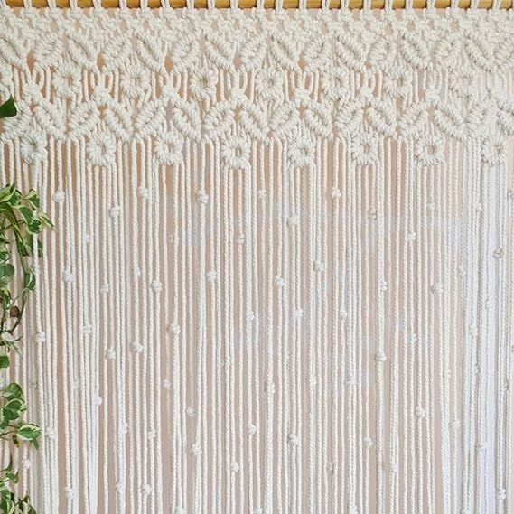 Macrame Window Curtains For Walls 7 feet - Leechoo