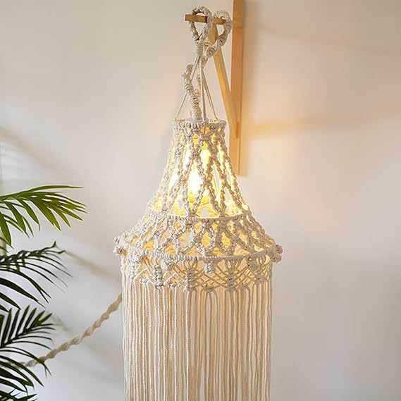 Macrame Hanging Lampshade For Home 30 inches - Leechoo