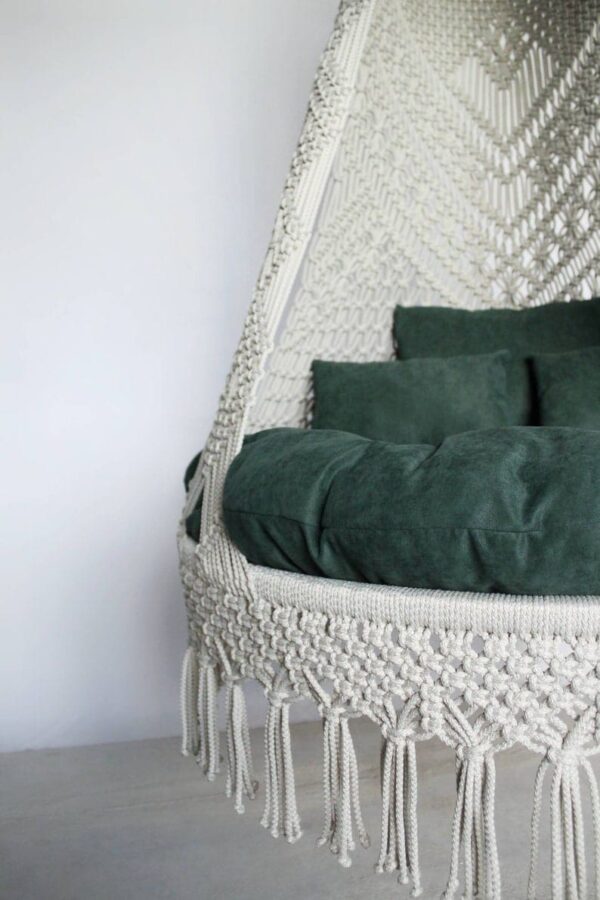 Macrame Swing For Home In White - Leechoo