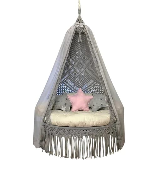 Gray Macrame Swing For Adults - Leechoo