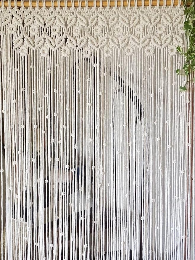 Macrame Window Curtains For Walls 7 feet - Leechoo