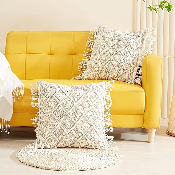 Beautiful Macrame Cushion 16 x 16 inches - Leechoo