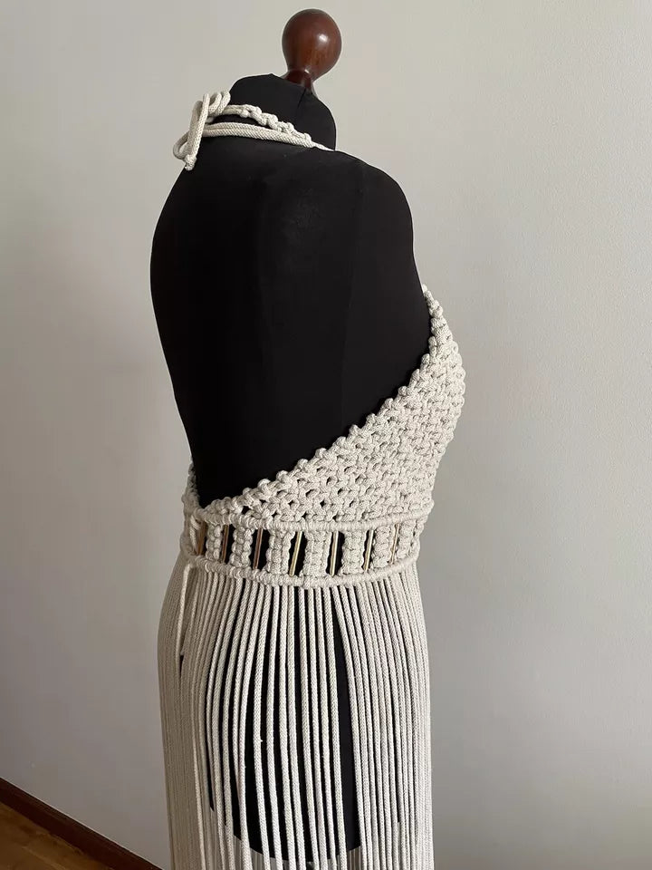 Beautiful Macrame Halter Neck Dress - Leechoo