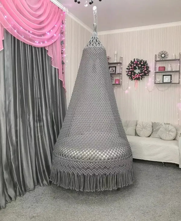Beautiful Gray Macrame Swing - Leechoo