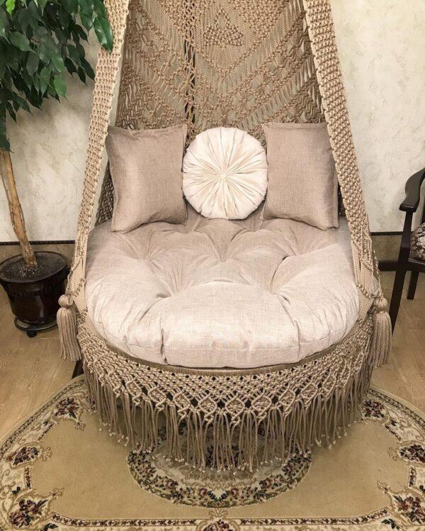 Beige Macrame Swing For Adults And Kids - Leechoo