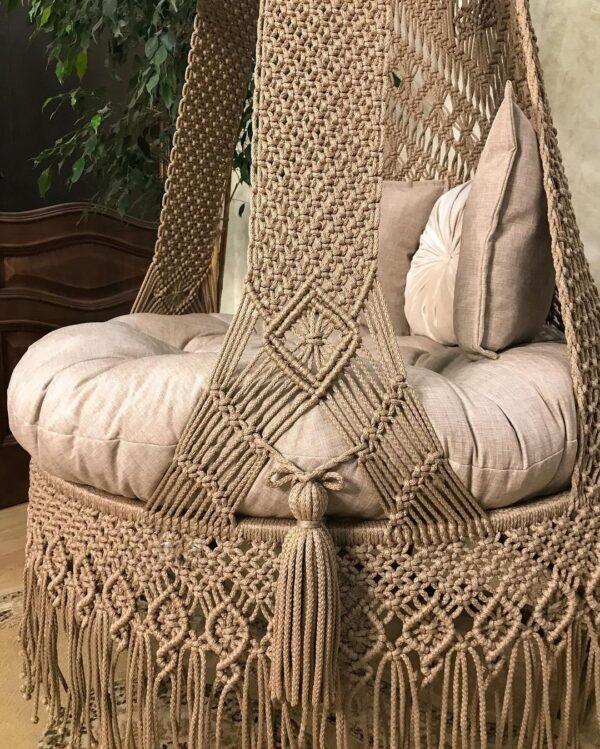 Beige Macrame Swing For Adults And Kids - Leechoo