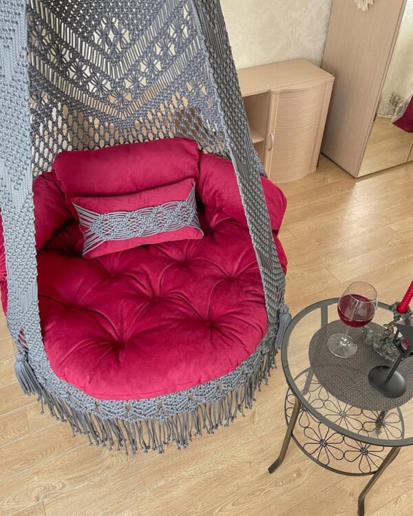 Macrame Chair Swing In Grey - Leechoo