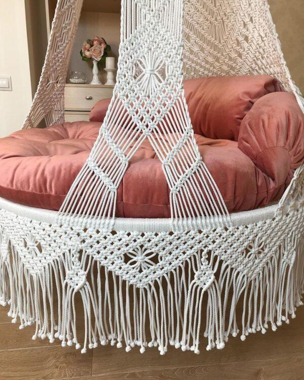 Macrame Swing With Pink Mattress - Leechoo