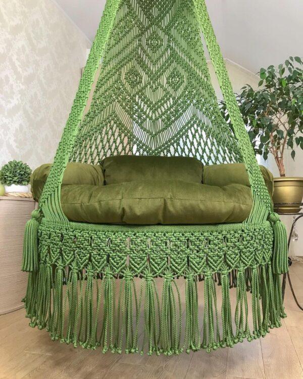 Green Macrame Swing For Home - Leechoo
