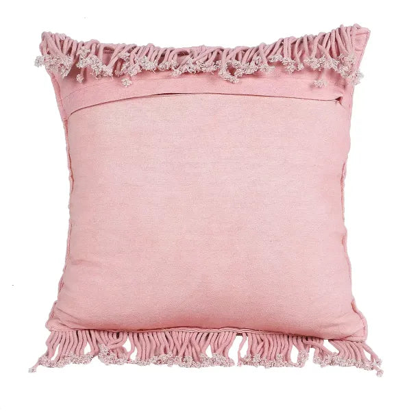 Macrame Cushion 16 x 16 inches Pink - Leechoo