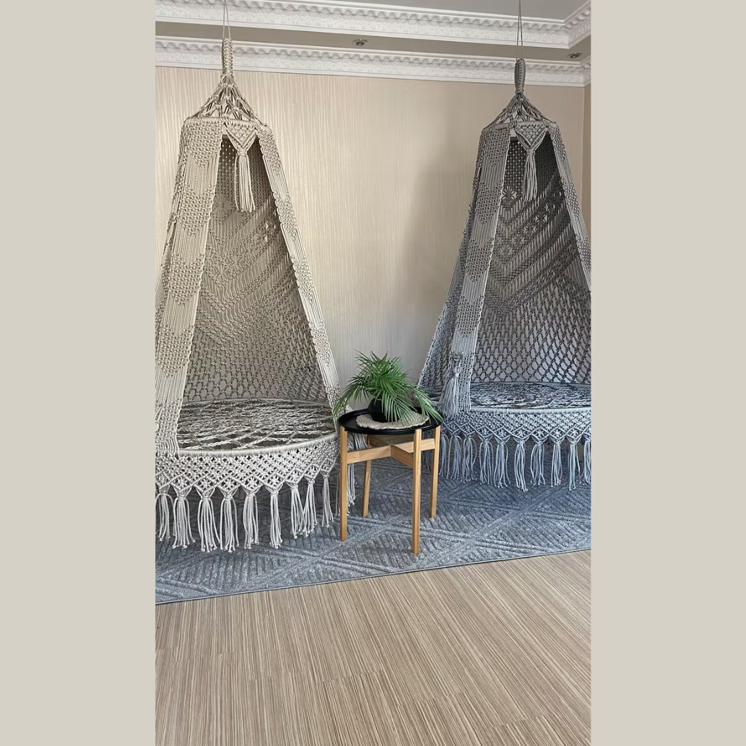 Beautiful Macrame Swing Hammock Chair With Mattress - Leechoo