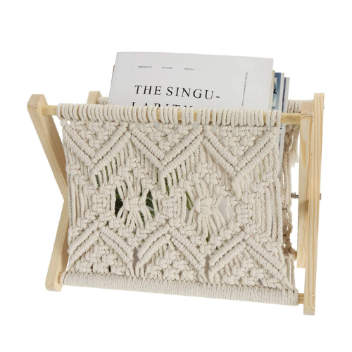 Macrame Newspaper Storage Rack For Home Decor - Leechoo