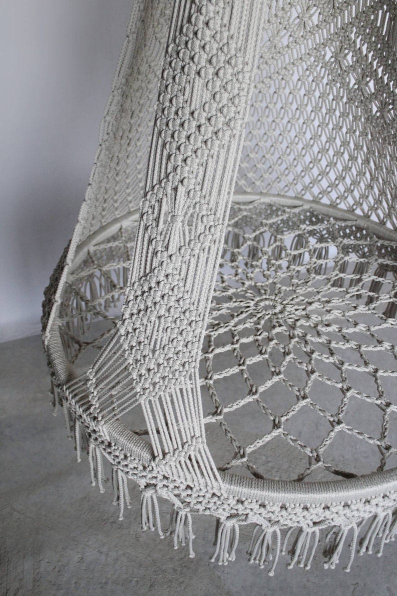 Macrame Swing For Home In White - Leechoo