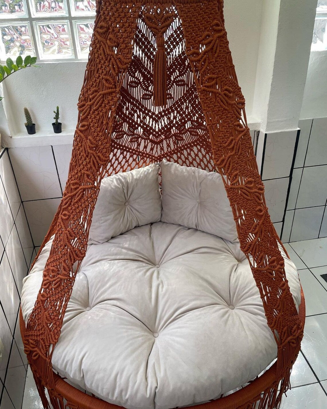 Macrame Swing For Adults 40 inches Brown - Leechoo
