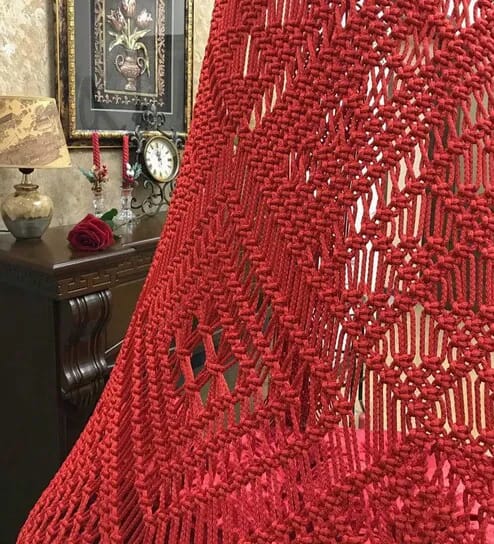 Red Macrame Swing For Adults - Leechoo