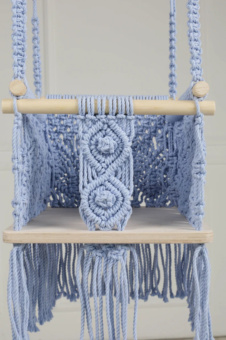 Macrame Swing Chair For Kids Blue - Leechoo
