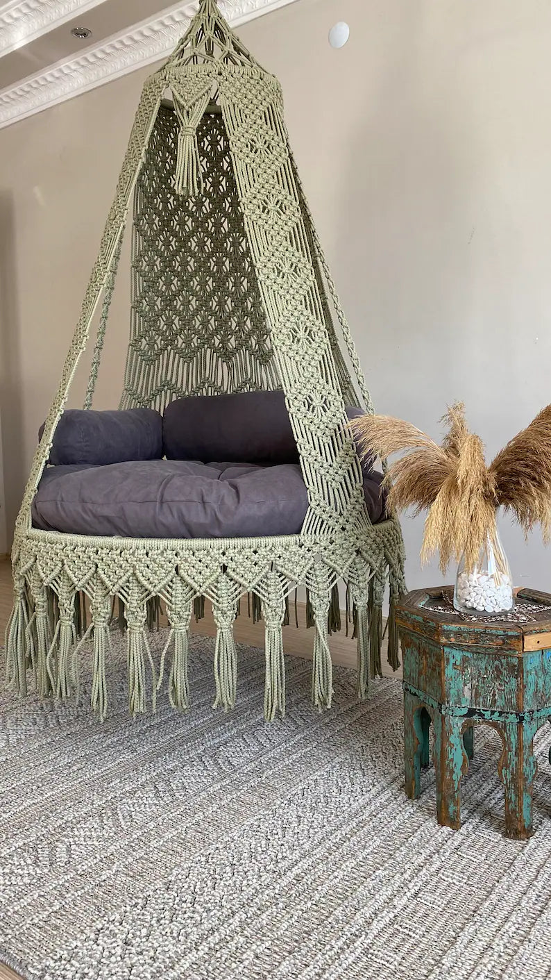Outdoor Macrame Hammock Chair Swing For Adults - Leechoo