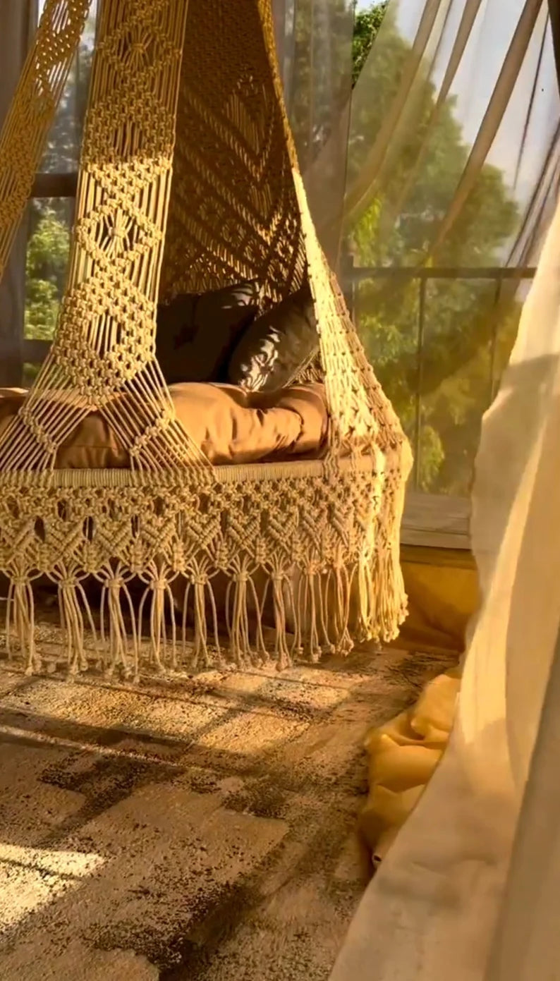 Macrame Swing Chair For Adults 50 inches - Leechoo