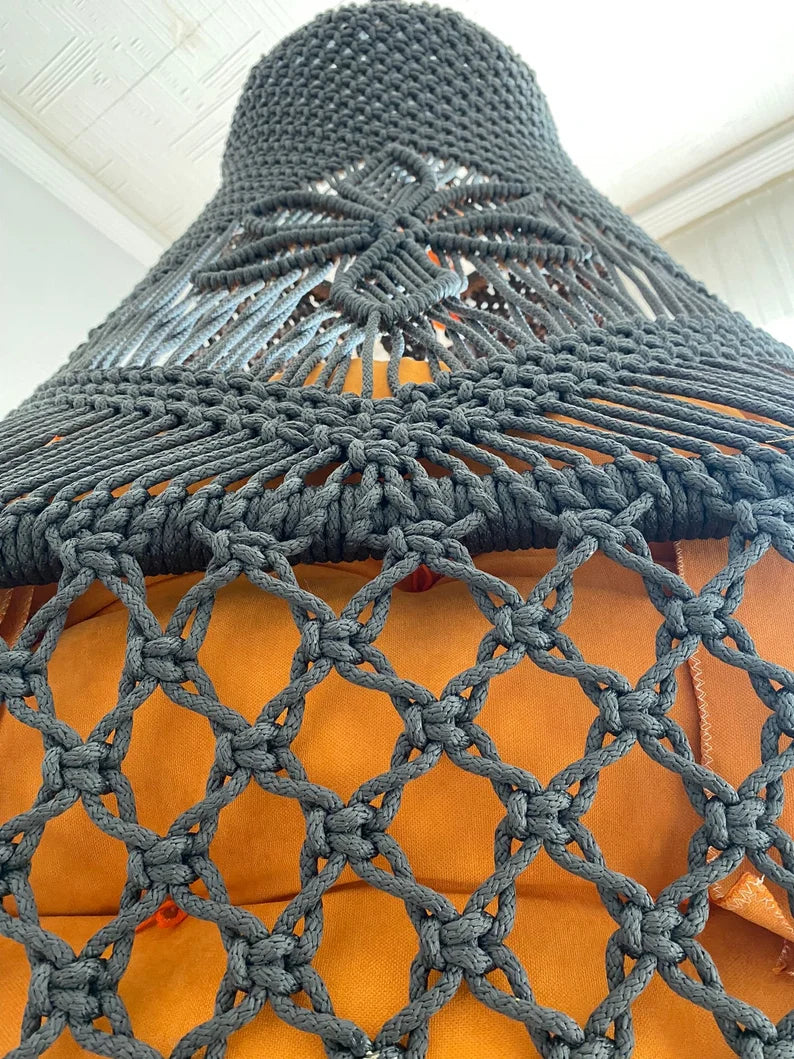 Black Macrame Hammock Chair Swing For Adults And Kids - Leechoo