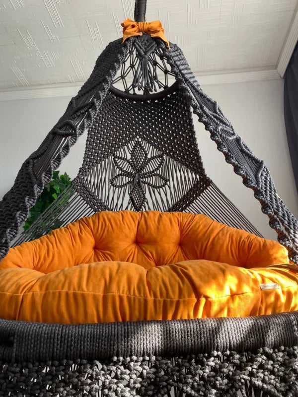 Black Macrame Hammock Chair Swing For Adults And Kids - Leechoo