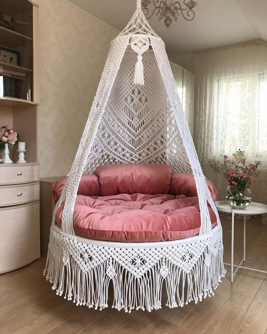 Macrame Boho Swing Hammock Chair for Adults & Kids