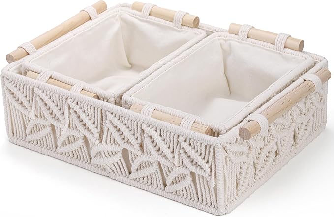 Macrame Storage Basket Tray Set of 3