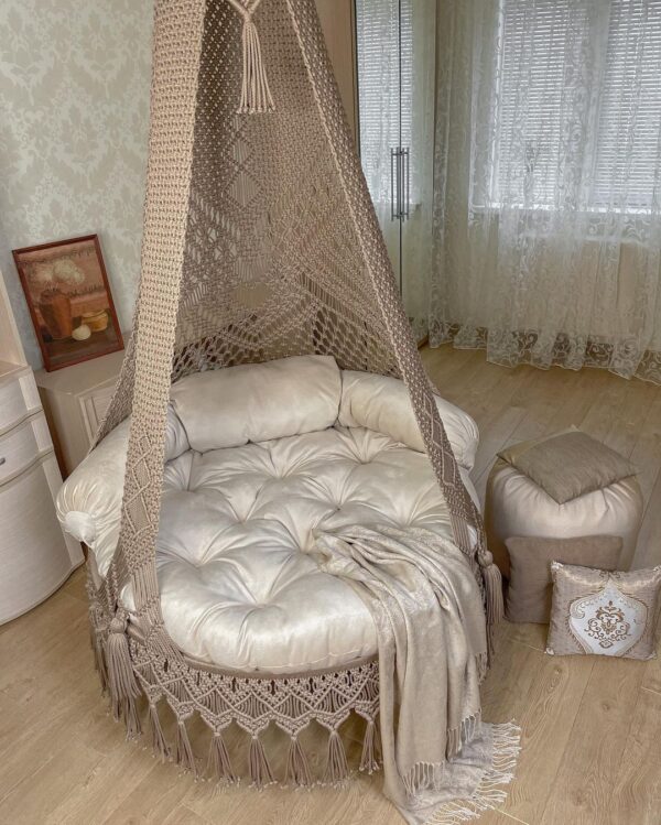 Beige Macrame Swing For Adults