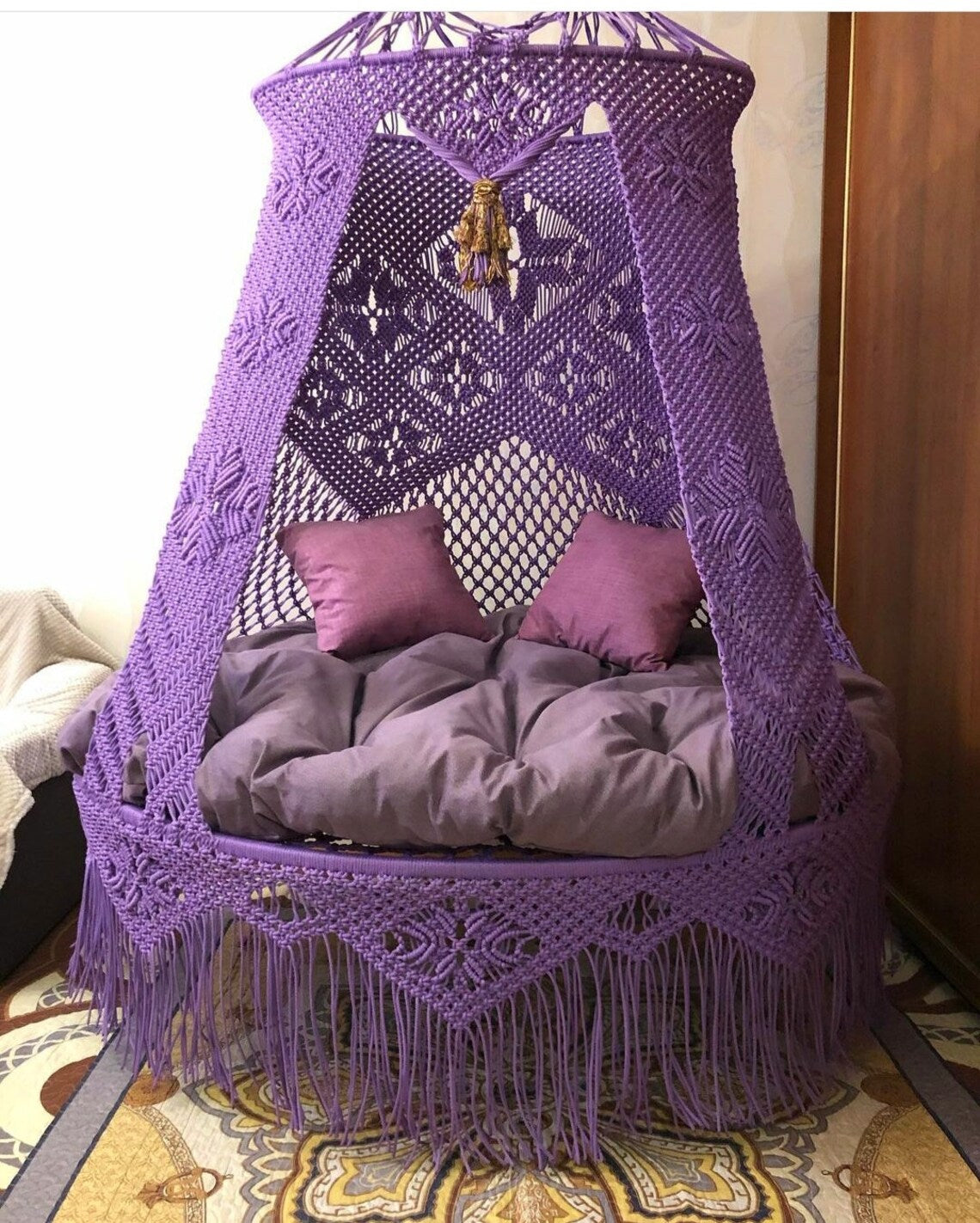 Purple Macrame Sofa Swing