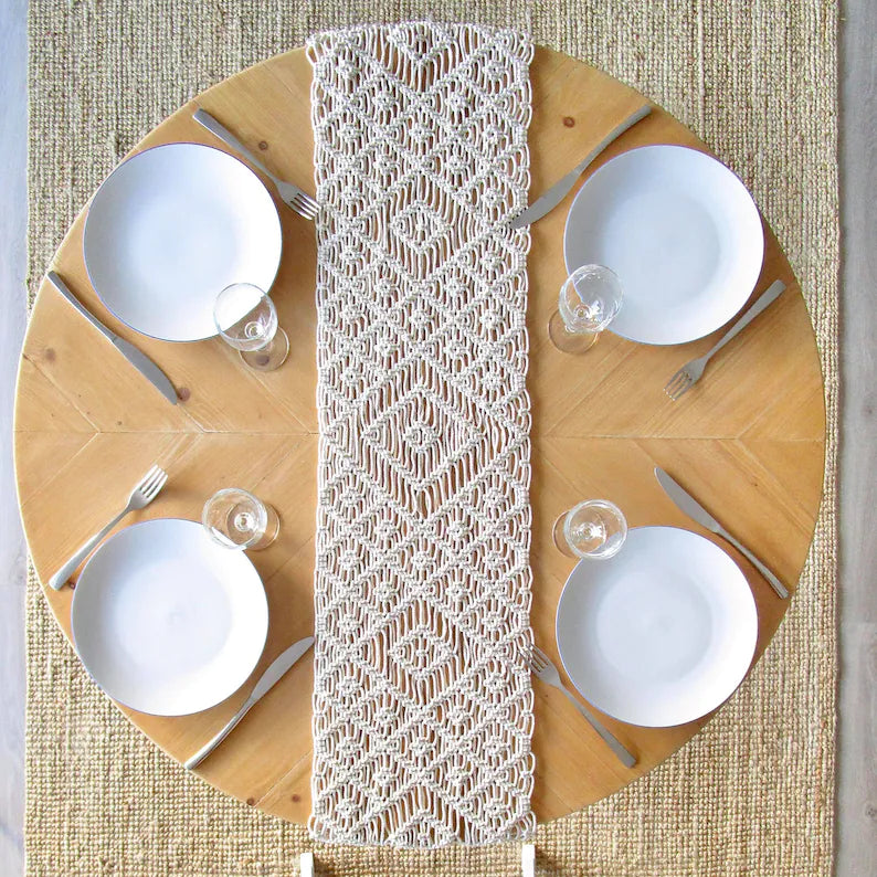 Boho Macrame Table Runner For Dining Table