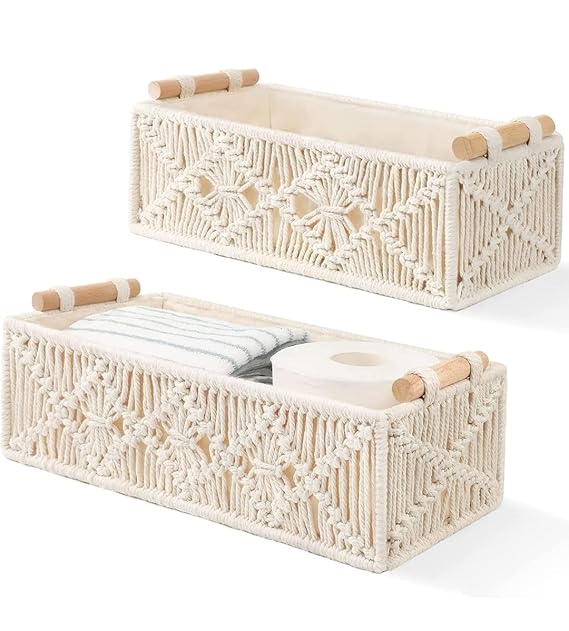 Macrame Storage Basket Tray Set of 2