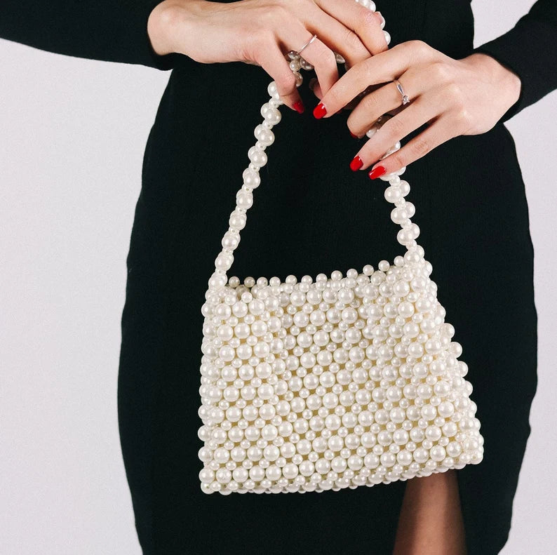 Stylish Pearl Beaded Handbag For Women