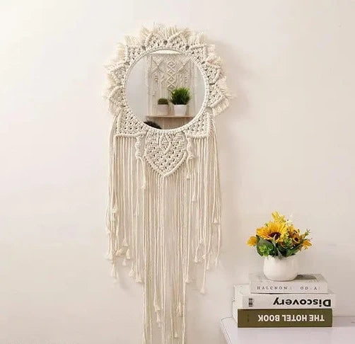 Macrame Wall Hanging Dream Catcher Mirror