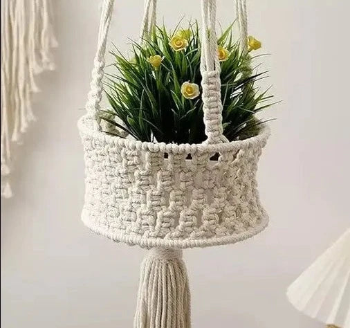 Hanging Macrame Storage Basket Organizer