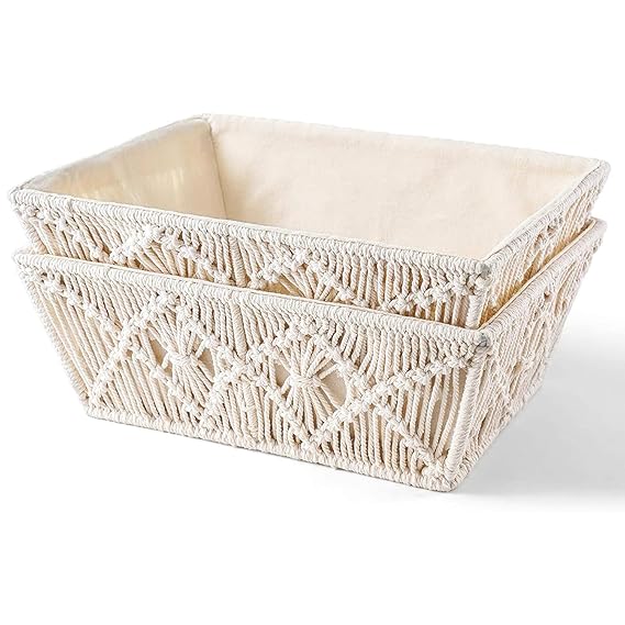 Macrame Storage Basket Organizer Set Of 2