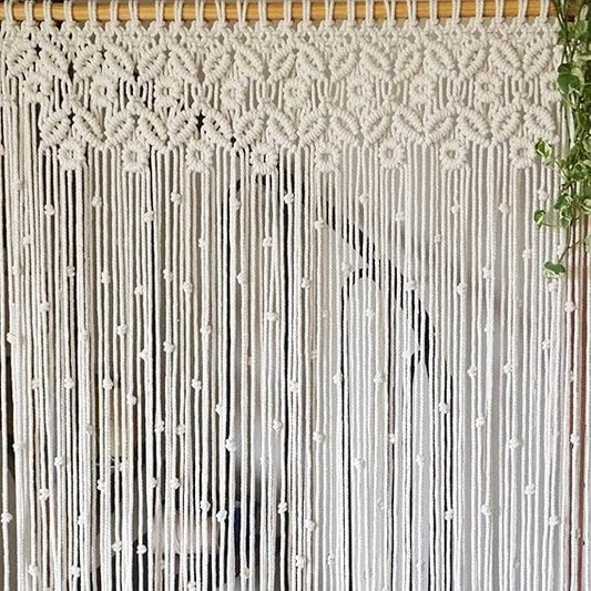 Macrame Window Curtains For Walls 7 feet - Leechoo