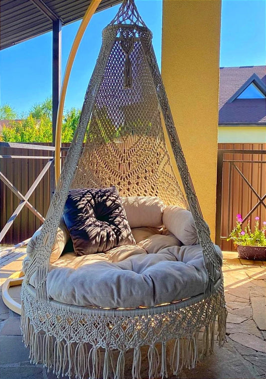 Macrame Swing For Adults In White 35 inches