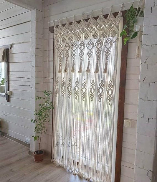 Macrame Window Curtain 7 feet For Home - Leechoo
