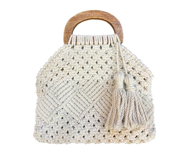 Macrame Handbag With Wooden Handles