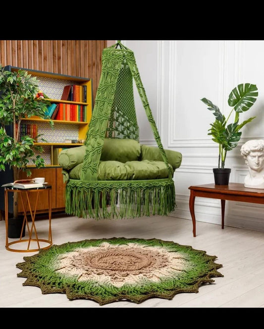 Green Macrame Hammock Chair Swing