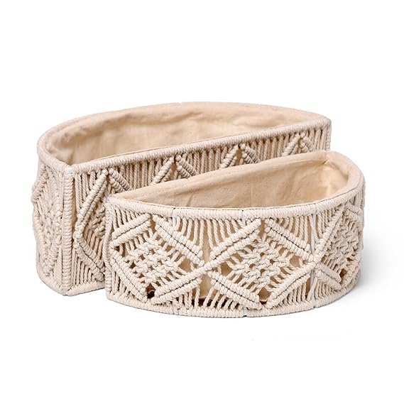 Macrame Designer Storage Basket Set Of 2