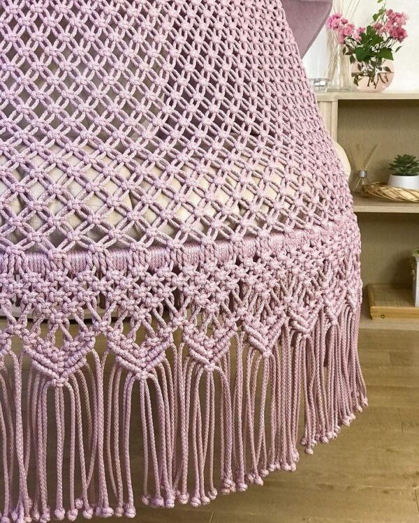 Pink Macrame Swing Hammock Chair