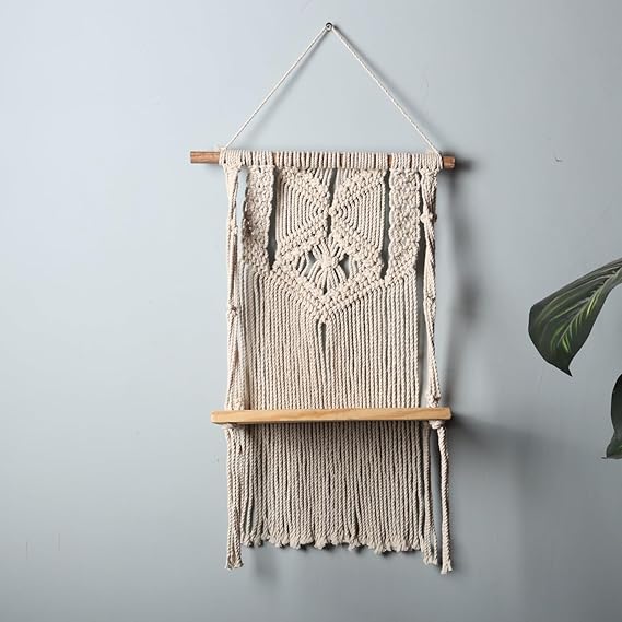 Macrame Indoor Wall Hanging Shelf For Wall Decor