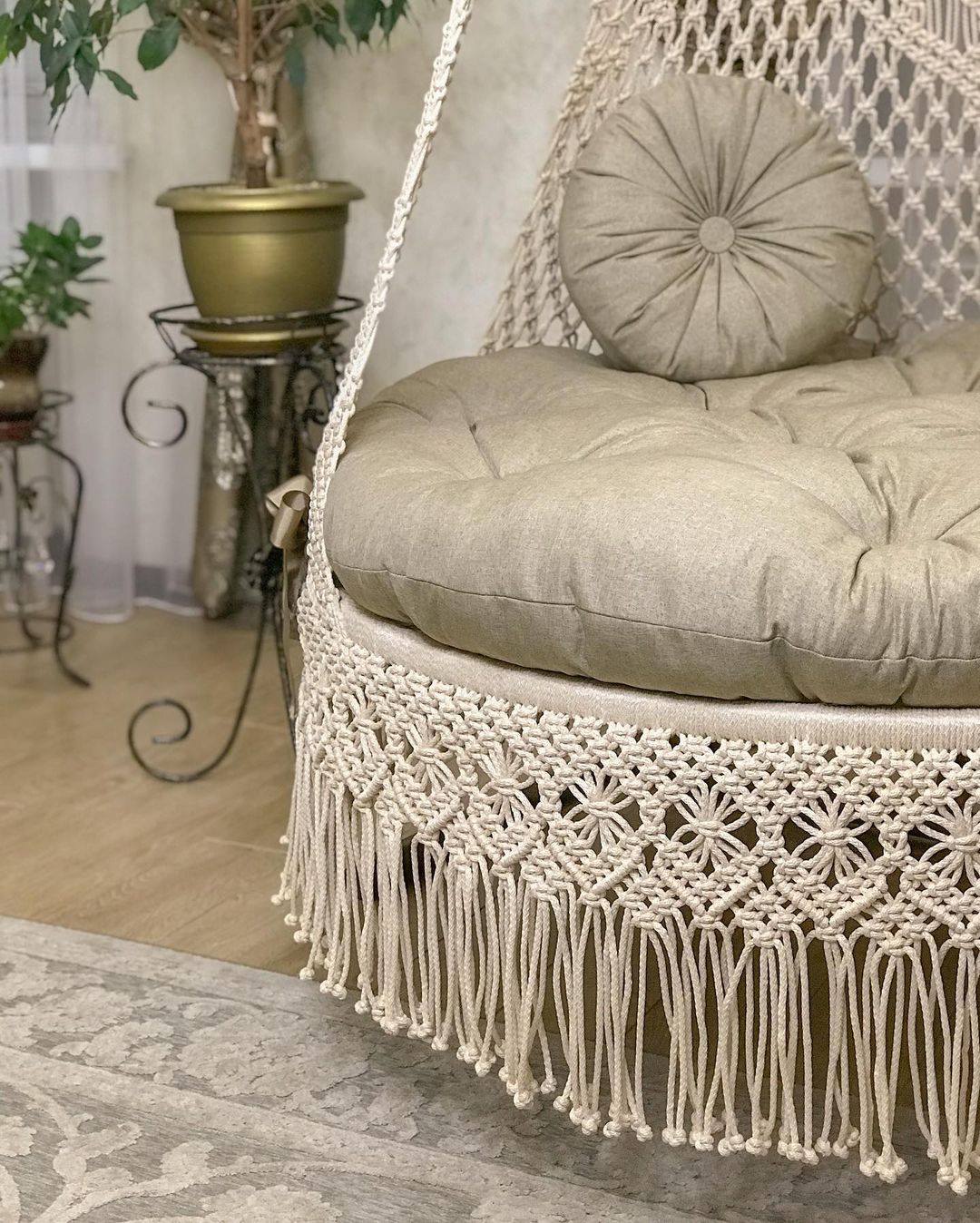 White Macrame Hammock Hanging Swing For Home