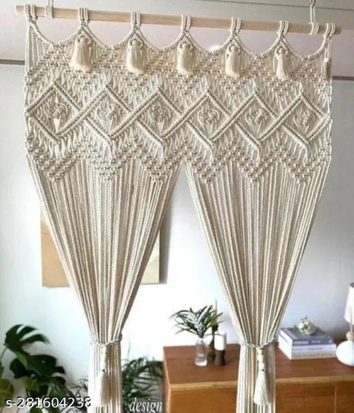 Beautiful Macrame Window Curtain 6.6 feet - Leechoo