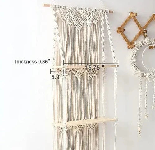 Two Tier Macrame Wall Hanging Shelf