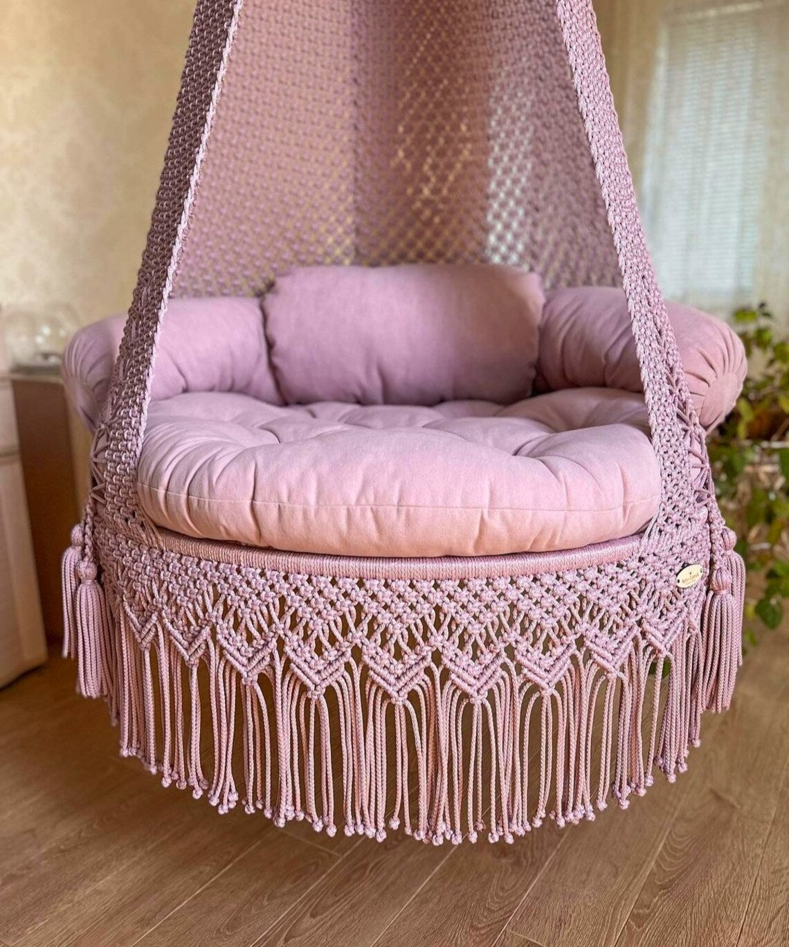 Baby Pink Macrame Swing 40 inches