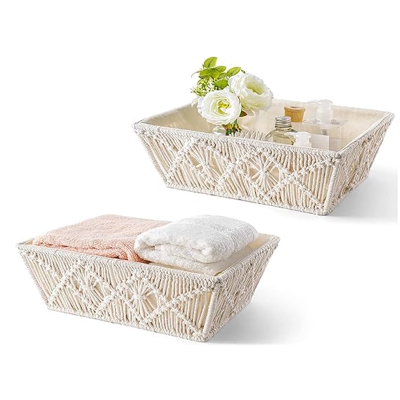 Macrame Storage Basket Organizer Set Of 2