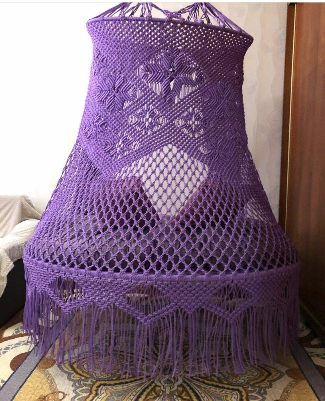 Purple Macrame Sofa Swing