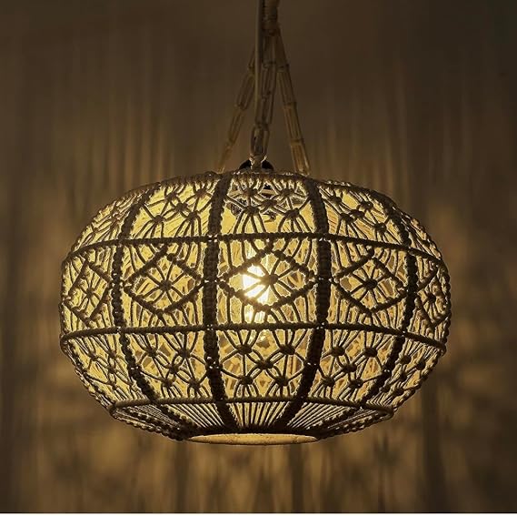 Beautiful Macrame Hanging Lamp For Home Decor