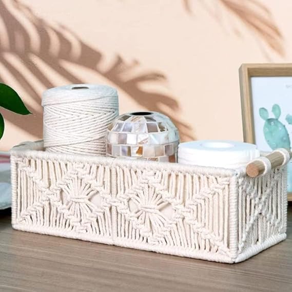 Macrame Storage Basket Tray Set of 2